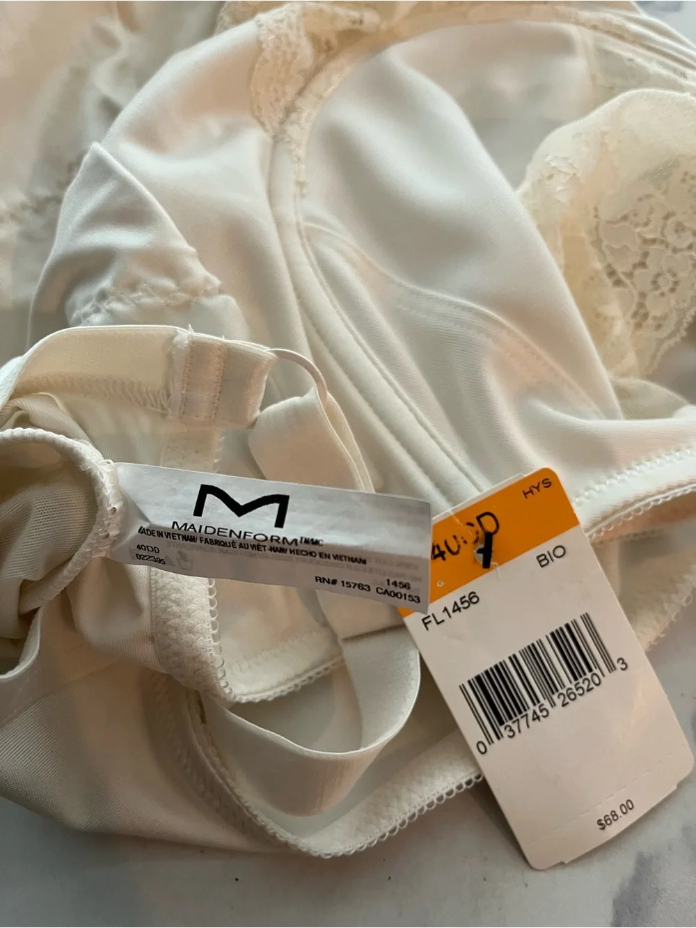 Maidenform Body Shaper Ivory Sculpting Built-In Bra Lace Shapewear Size 40DD NWT